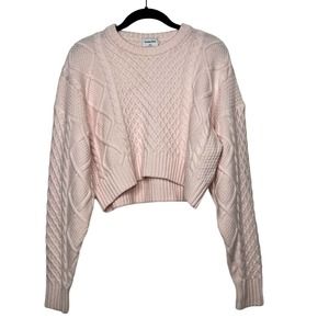 Sunday Best Aritzia Peggy Cropped Cable Knit Sweater Blush Pink Size XS